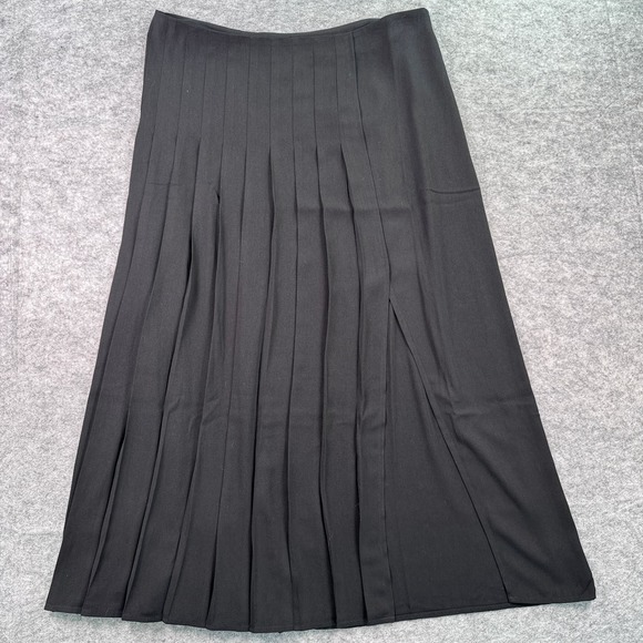 Nordstrom Open Edit Pleated Large Black‎ Pleated Slit Hem Midi Skirt - Picture 5 of 8